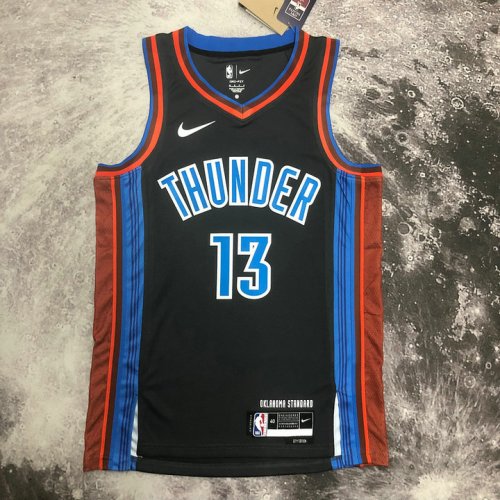 NBA 13 Paul George OKC Thunder 22-23 city Maillot noir imprimé